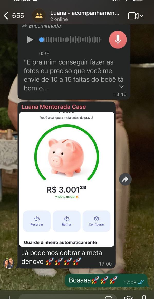 Aluna batendo a meta de R$ 3 mil