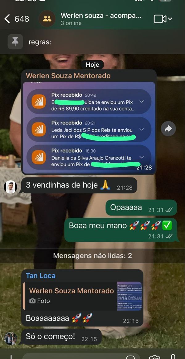 Aluno Werlen com 3 vendas no dia